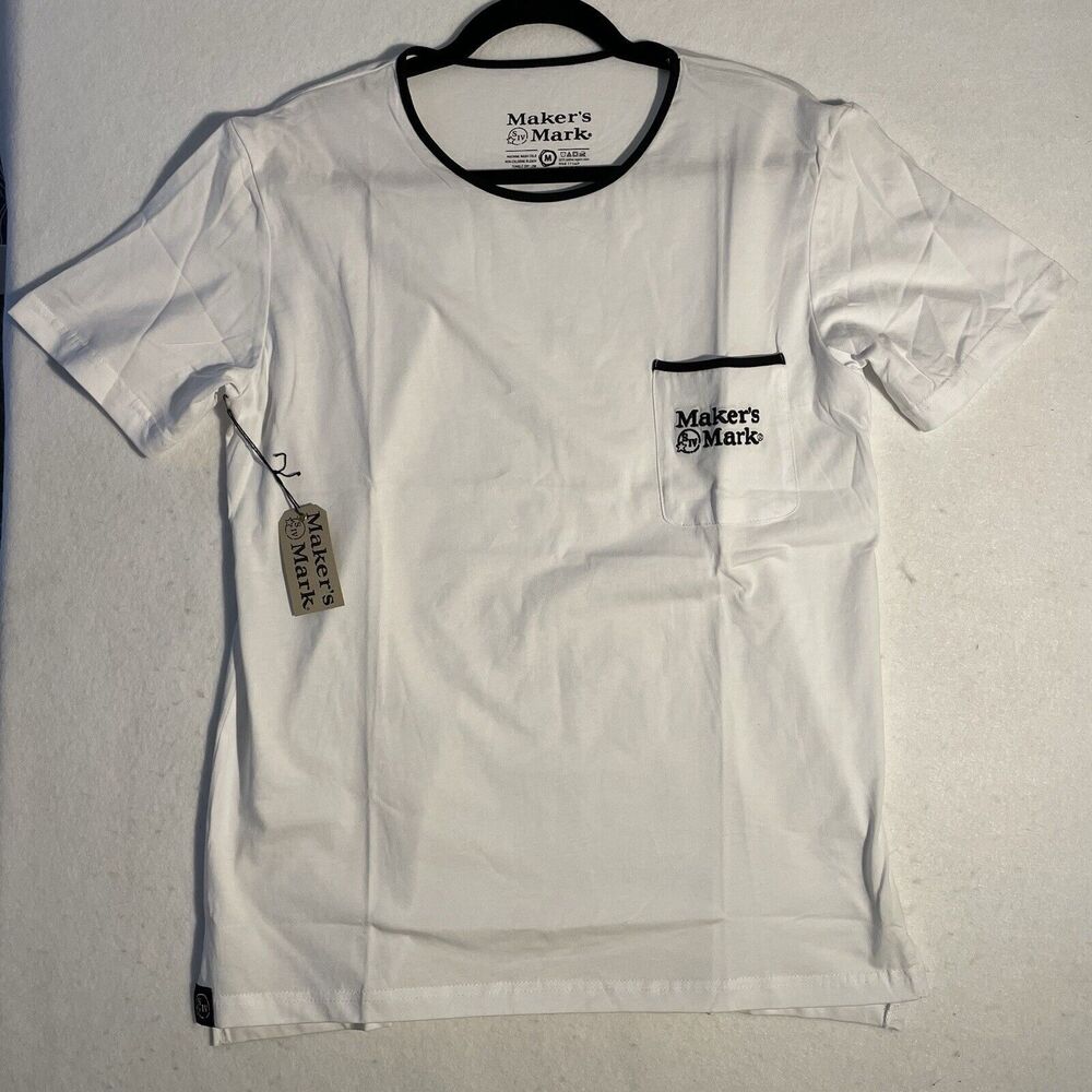 MAKERS MARK Mens White Crew Neck Pocket T Shirt M New With Tags